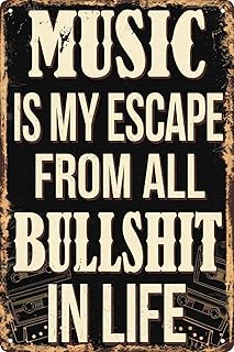 Music Country Wall Art Rustic Metal Sign for Home Bar & Farmhouse Decor Easy to Hang 8x12 Inch