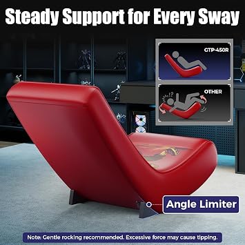 GTPLAYER Floor Rocking Gaming Chair Floor Rolling Game Chairs with Angle Limiter, Gamer Rocker Floor Seat, Compact & Lightweight, Red Football