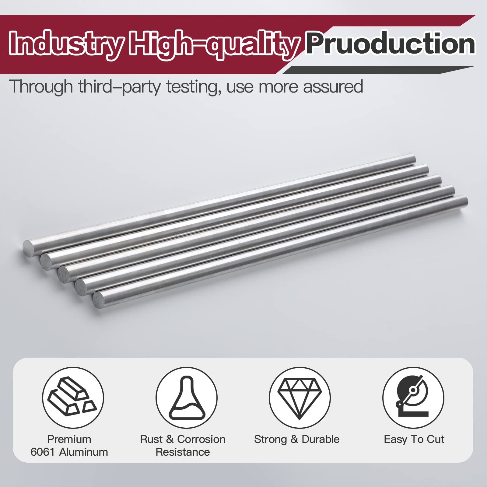 6061 Aluminum Round Rod - 3/8" x 13" -4