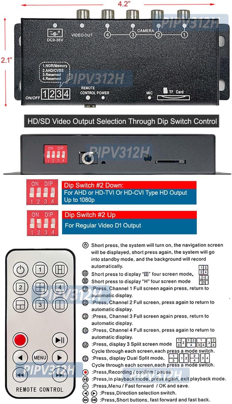 4-Channel Multi-Viewing Mini HD DVR for 1080p 720p AHD CVI TVI CVBS CCTV Cameras
