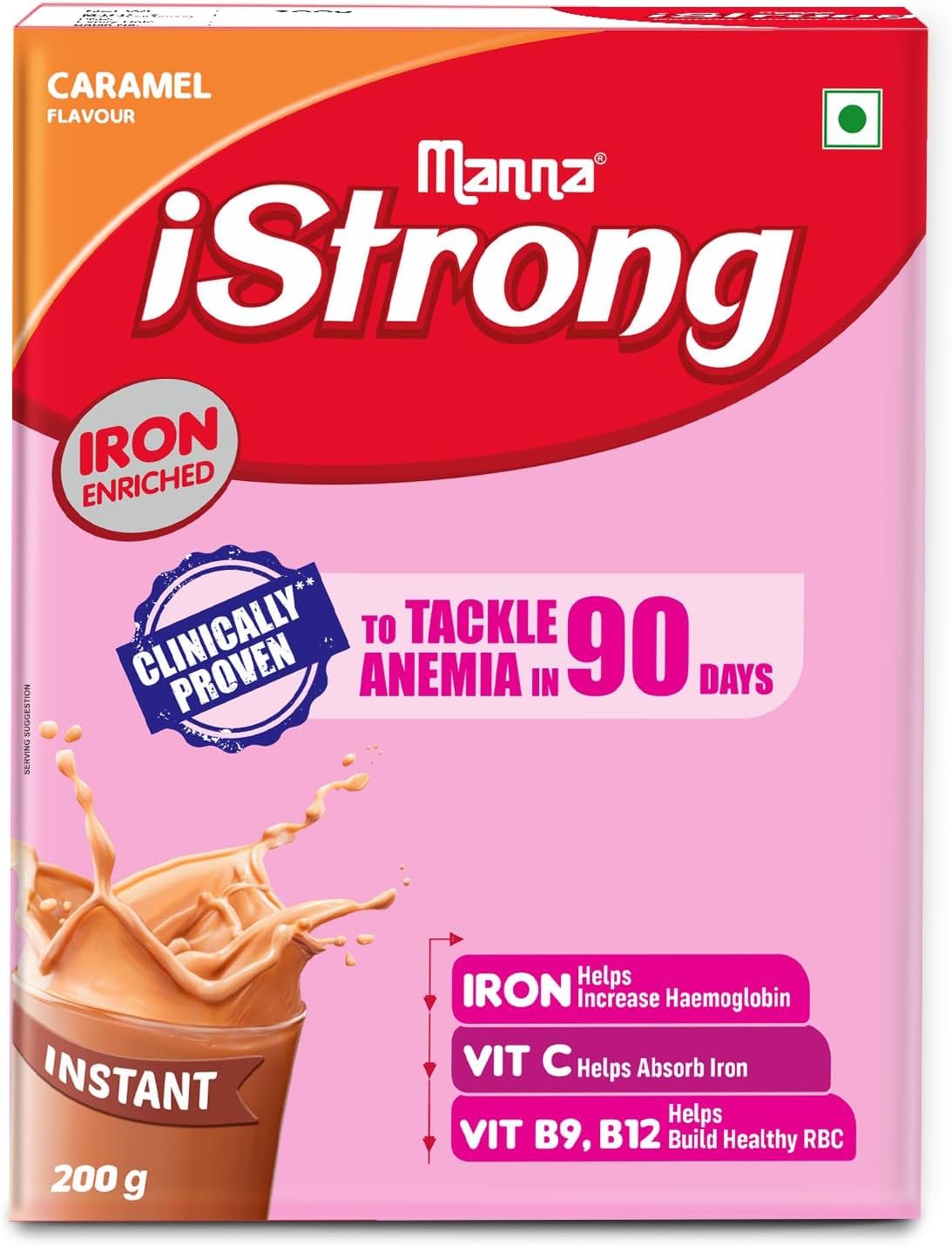 Manna iStrong, Clinically proven to fight Anemia, Iron Supplement for Women Caramel 400g
