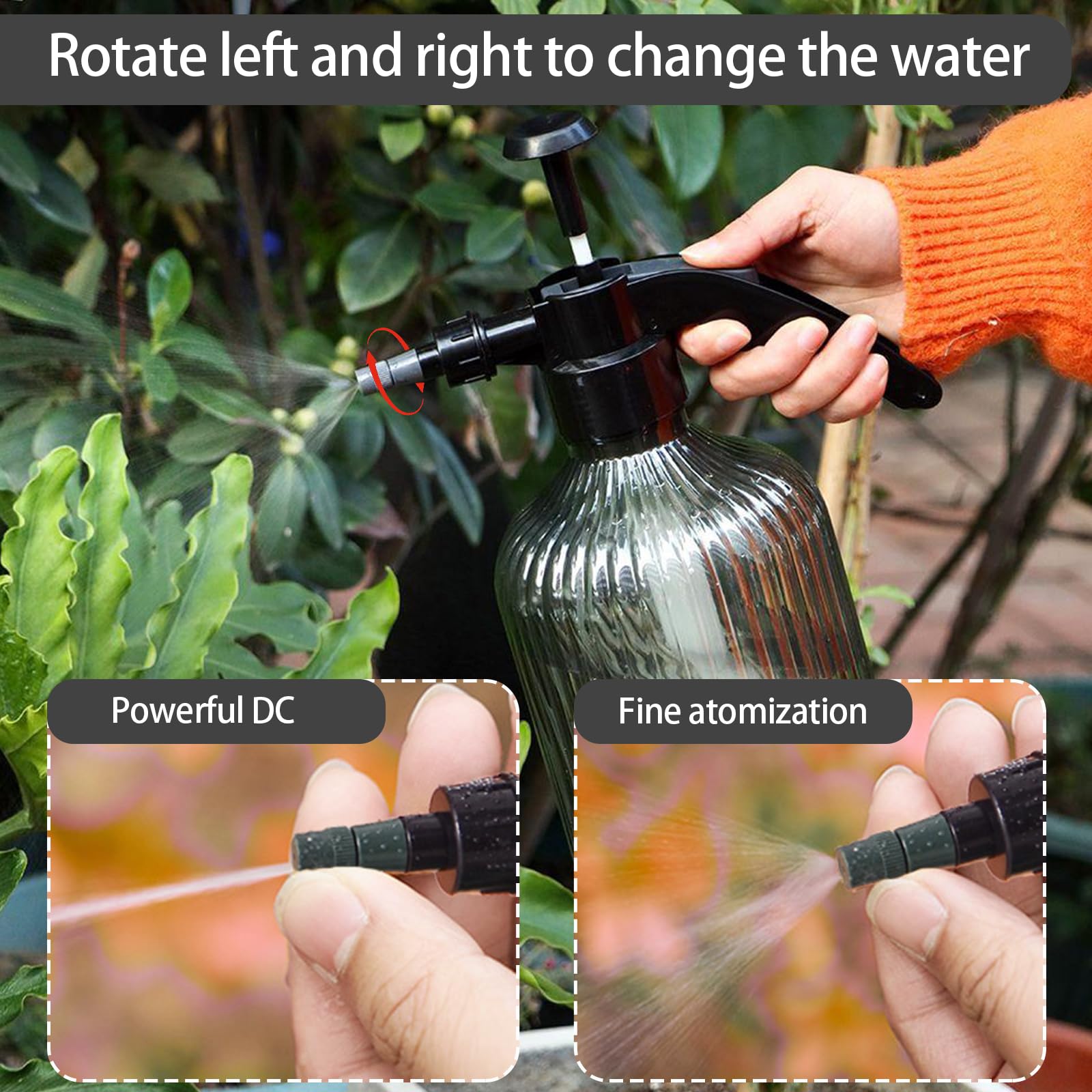 Spruzzatore A Pompa Da Giardino 2L – Manuale A Pressione Con Valvola Di Sicurezza E Ugello Regolabile In Ottone Per Irrigazione E Pulizia