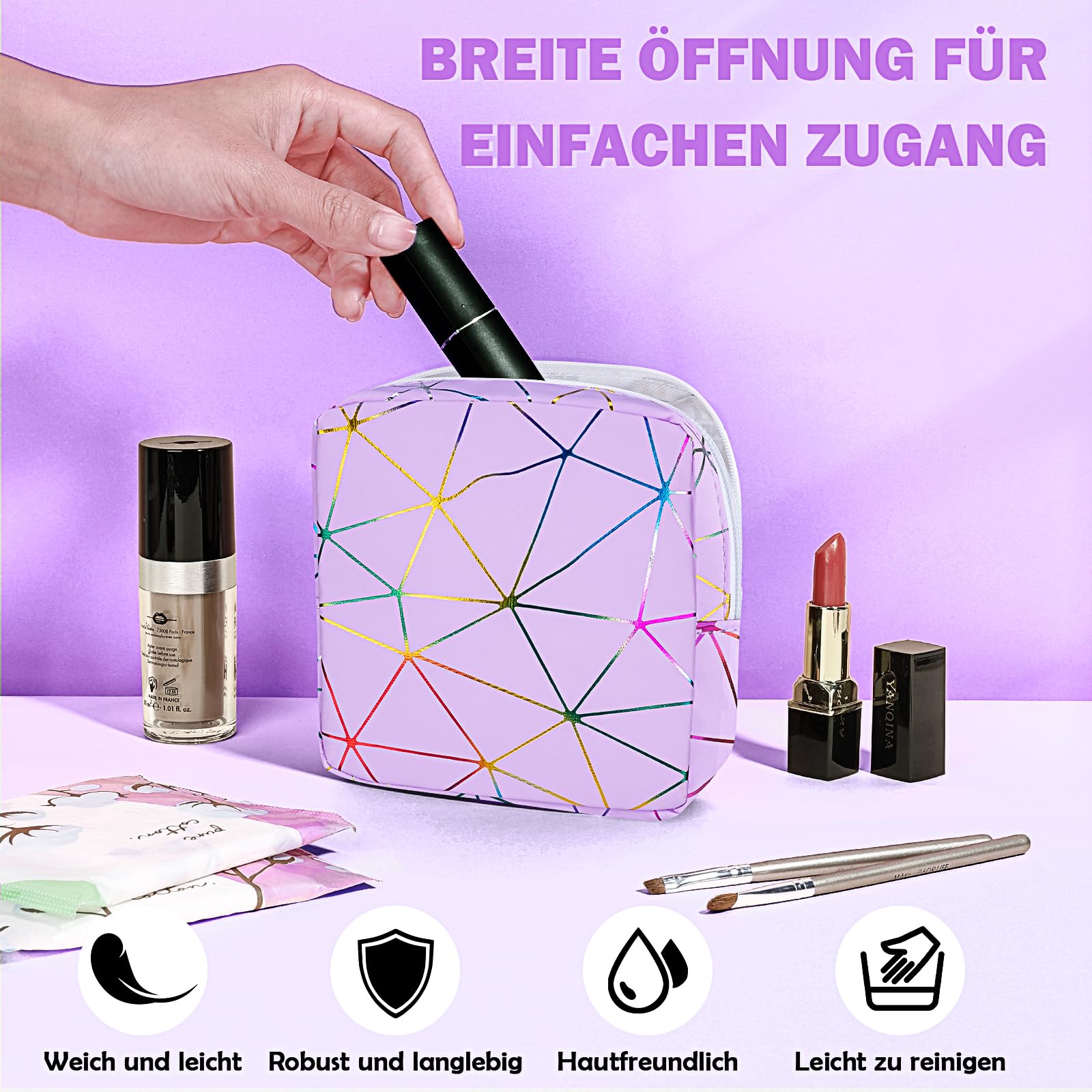 Likesing Tampon etui na chusteczki higieniczne 2 sztuki PU skóra nieprzemakalny czarny fioletowy
