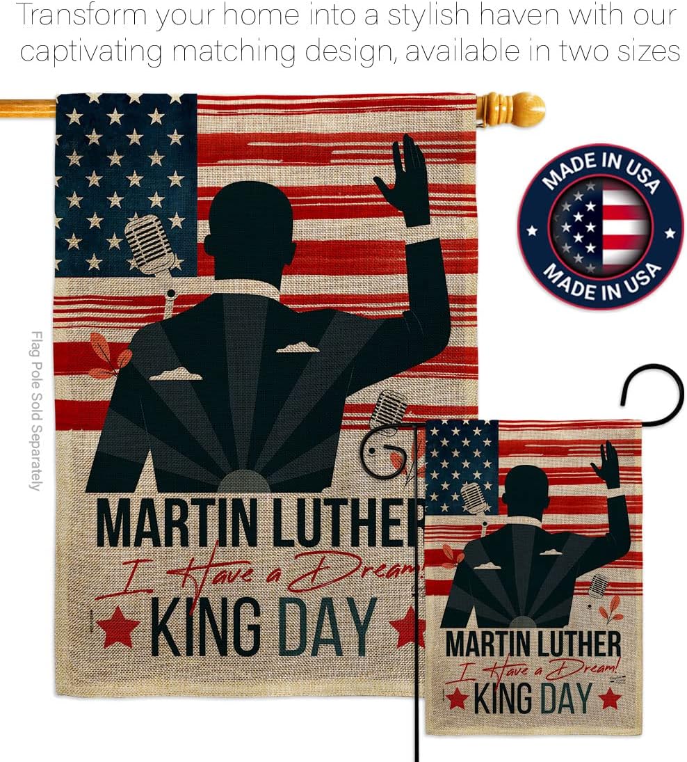 Martin Luther King Lawn Decor Burlap Support Our Troops Banner Pack Wall Art Flag Room Decorations Indoor Outdoor Tapestry Signs African American Heritage Kwanzaa Black History Month Gifts Made In USA