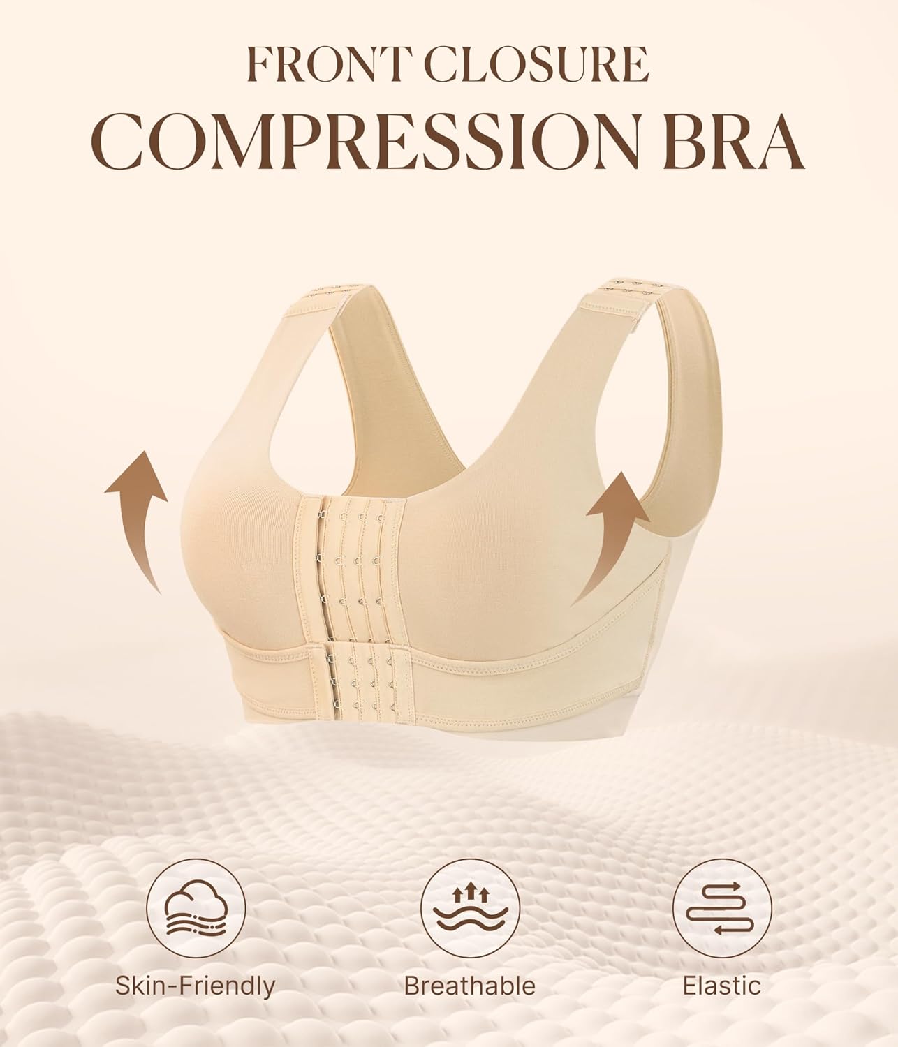BRABIC Front Closure Bras for Women Post Surgery Compression Mastectomy Surgical Support Wireless Full Coverage Bra - Image 3