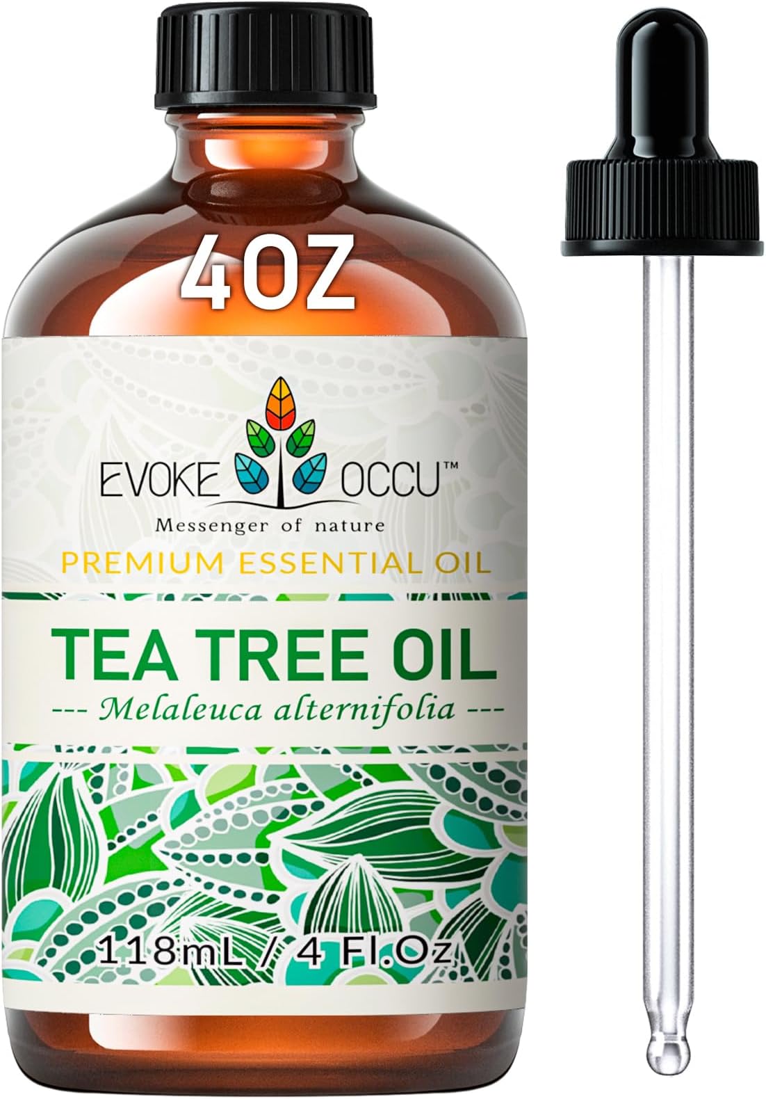 EVOKE OCCU Tea Tree Oil 118ml for Nail Fungus, Skin, Hair, Acne, Massage, Diffuser, Aromatherapy