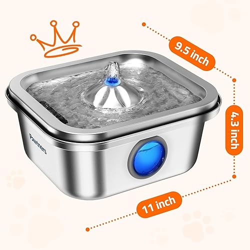 Miniatura 8 de Fuente de agua para gatos de acero inoxidable, fuente para gatos de 4 litros135 onzas, dispensador automático para beber perros con ventana de nivel
