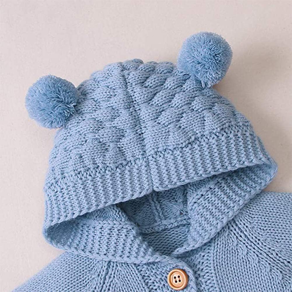 Unisex Baby Boy Girl Cute 3D Bear Ears Hooded Knitted Sweater Long Sleeve Romper Overall Sleepwear Winter Warm Clothes: Clothing, Shoes & Jewelry