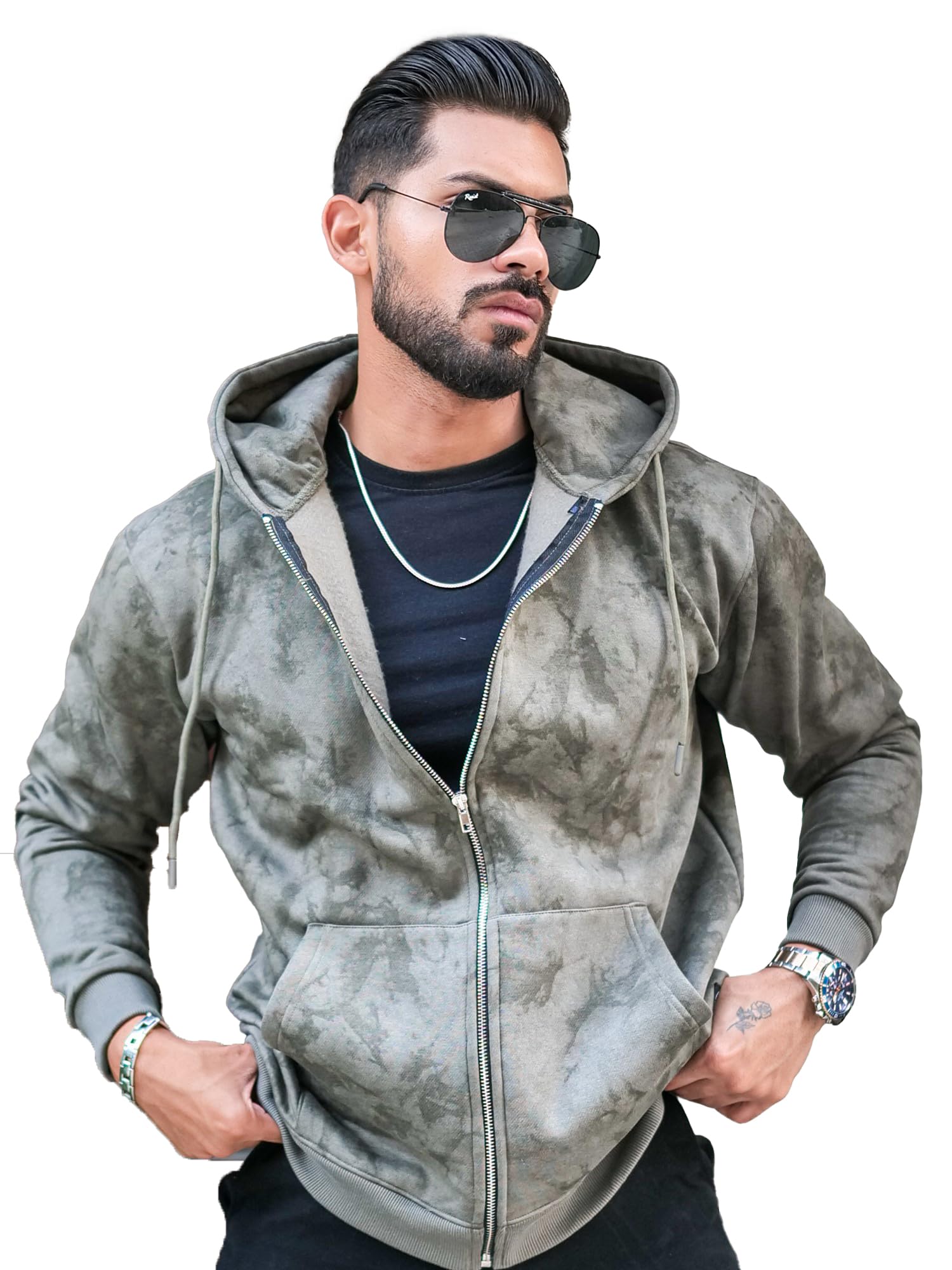 maniac || Mens || Spatter Spray Printed || Round Neck || Zipper Full Sleeve || Loopnet || Sweatshirt-picture-27
