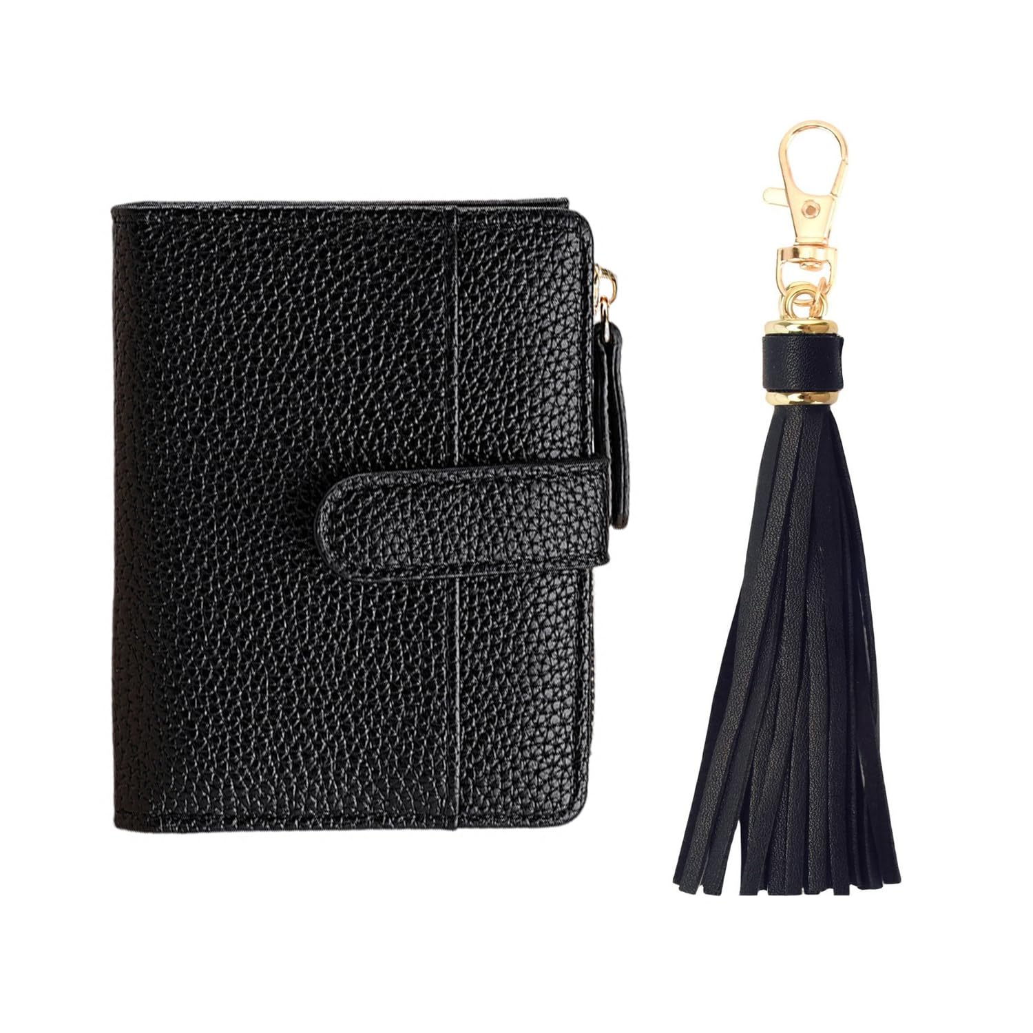 Rnskfg Unisex Black 1 Wallet And 1 Tassel Pendant Pendant, Simple Short Card Bag, Portable Small Coin Wallet, Bag Packaging Accessories.