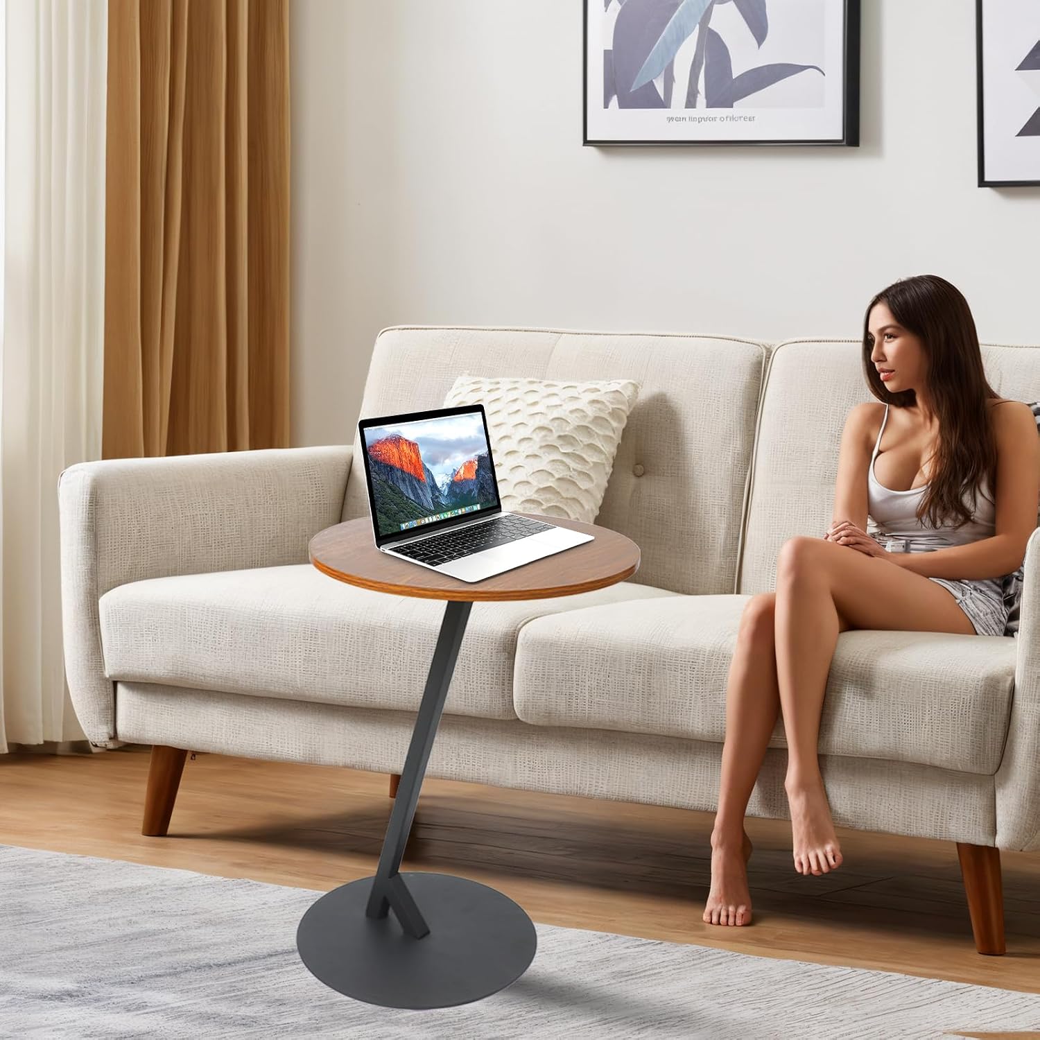 Overbed Bedside Table, End Table for Hospital and Home Use, Couch Sofa, Living Room Bedroom College Dorm (Rectangle)