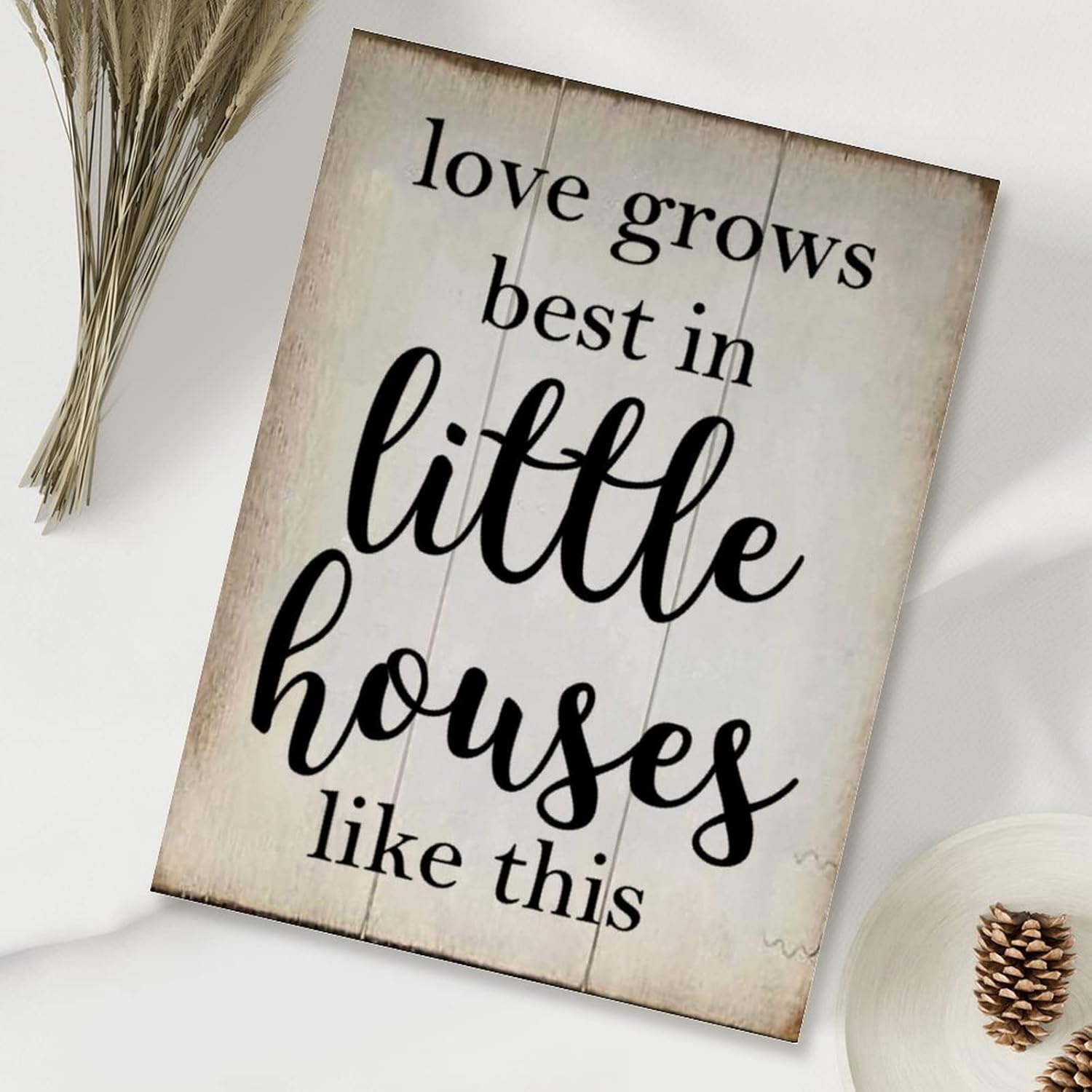 Rustic Wall Decor Wood Sign Religious Jesus Motivational Quote Rustic Signs Love Grows Best in Little Houses Like This Wood Wall Signs for Living Room Home Decoration 18x24in