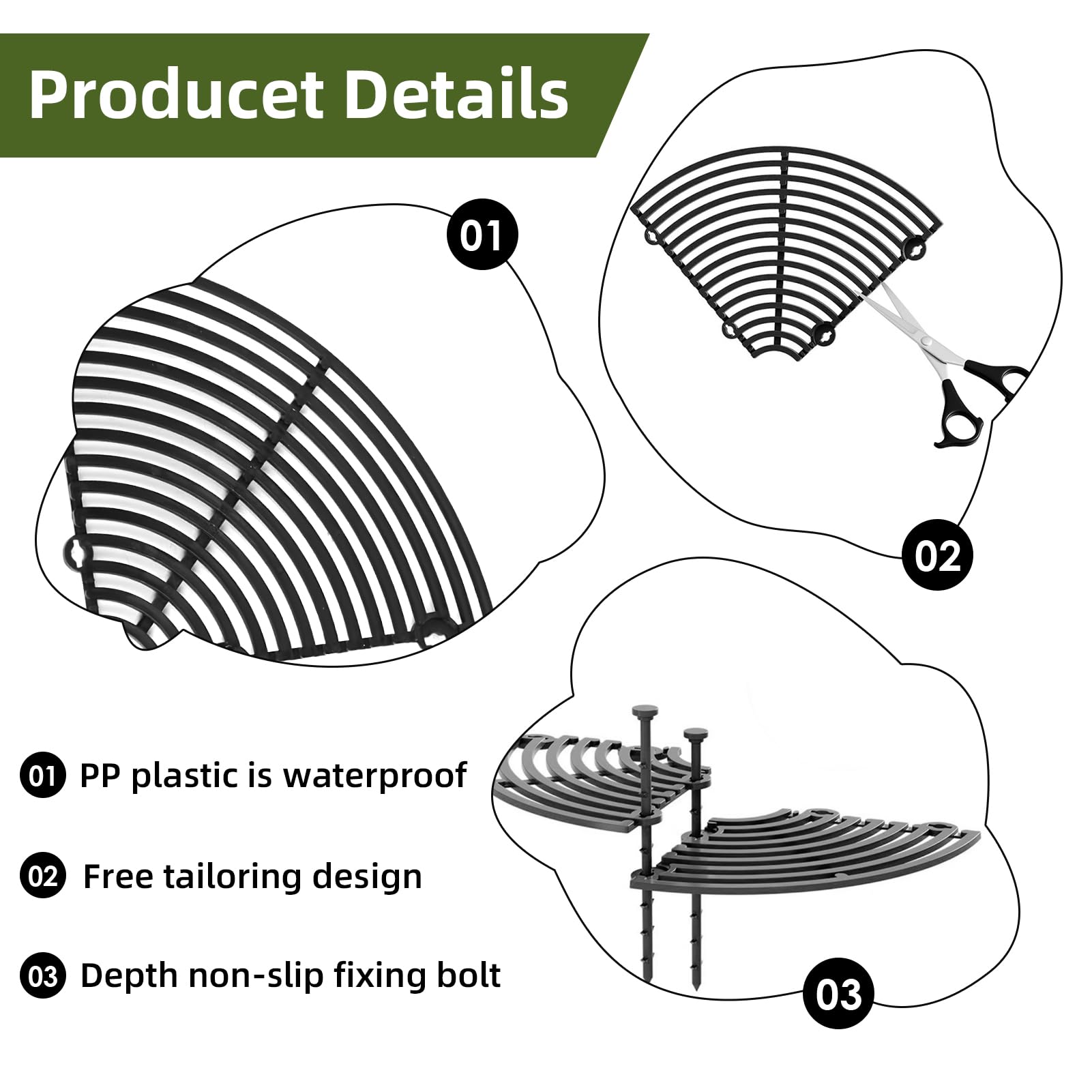 Ownkim Grilles de Protection pour Pots de Plantes - Cache-Pot Réglable jusqu'à 30 cm - Kit Complet avec Boulons et Feuilles en Plastique ABS - Protège Plantes Contre Chats, Enfants et Débris