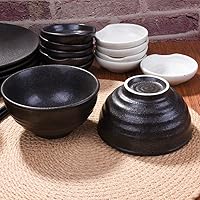 Vista 3 de Japanese Black Rice Bowls Set of 4, Ceramic Asian Bowls Sushi Bowls for Rice, Oats, Soup, Snacks, Desserts