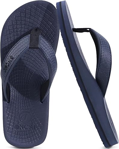ONCAI Mens Rubber Flip Flops Trendy Summer Beach Pool Shower Sandals with Yoga Mat Non-slip Outdoor Cushion Soles