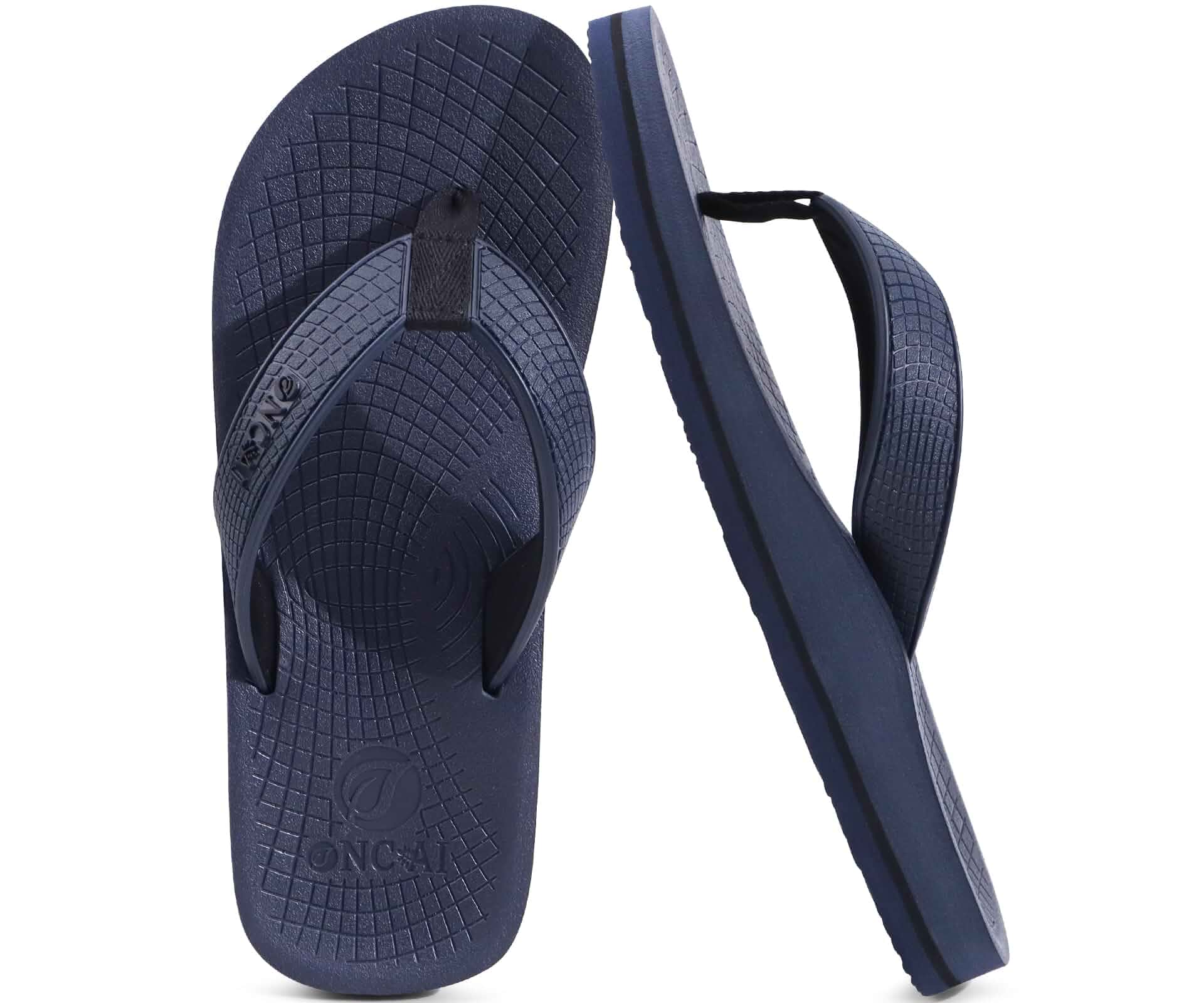 ONCAI Men's Rubber Flip Flops Trendy Summer Beach Pool Shower Sandals with Yoga Mat Non-slip Outdoor Cushion Soles