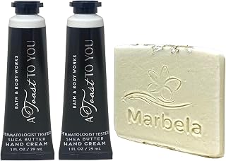 Bath & Body Works A Toast To You 2 Shea Butter Hand Creams with Natural Oats Sample Soap