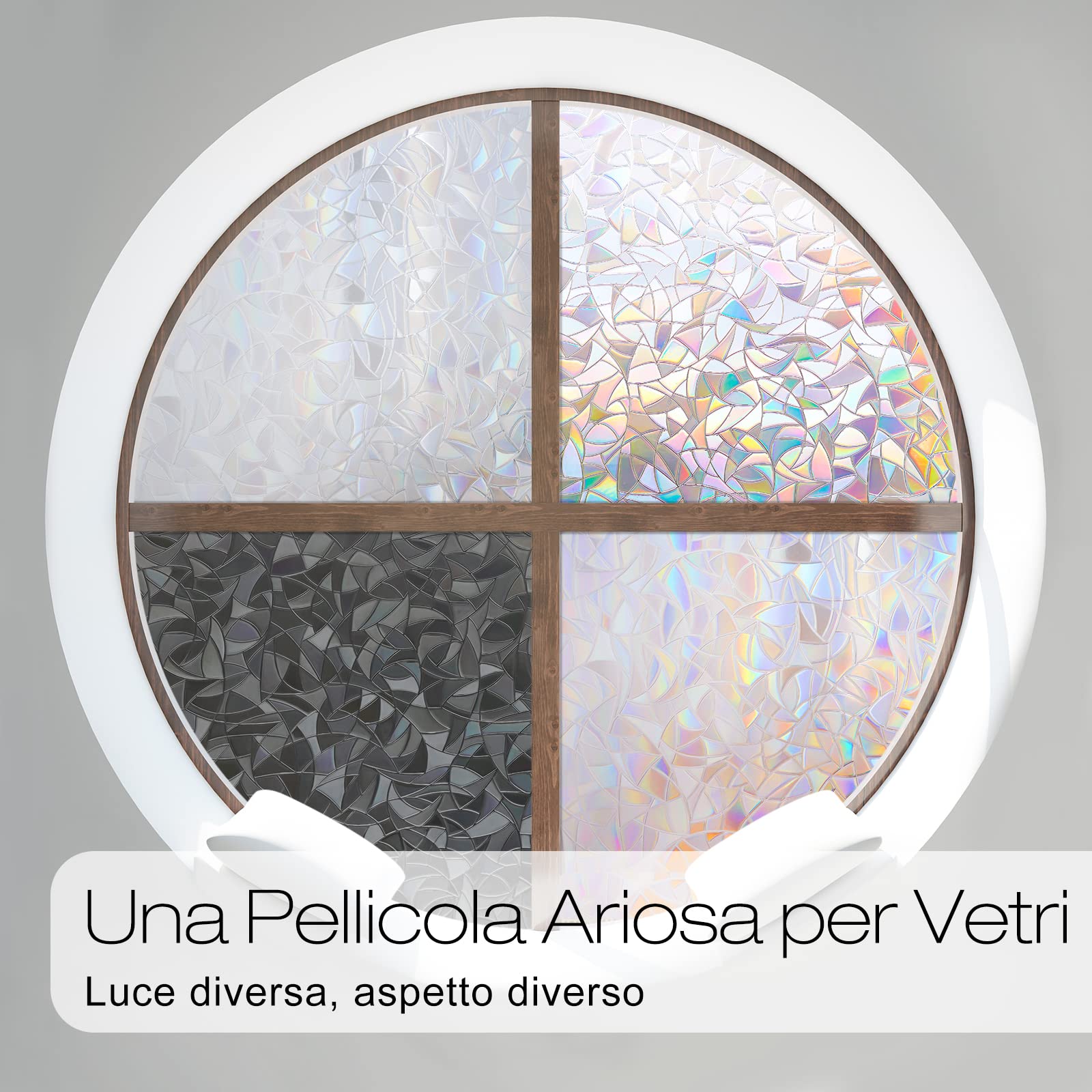 rabbitgoo Pellicola per Vetri Finestre 44.5x200cm, Pellicola Privacy Finestre 3D Arcobaleno Geometrica Decorativa Autoadesiva, Anti-UV e Controllo del Calore per Casa, Cucina e Ufficio
