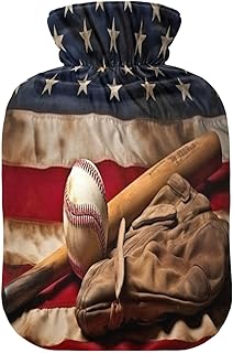 Wajiw Hot Water Bottle with Cover 2L Warm Water Bottle for Hot and Cold Compress Hot and Cold Therapies,Hand Feet Warmer,American Baseball