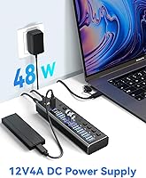 Vista 4 de Powered USB Hub 3.2, LEINSIS 10-Port USB 3.2/USB C Hub (10Gbps USB-A 3.2 +2 USB-C 3.2 +7 USB 3.0 Ports) with Individual On/Off Switches and 12V