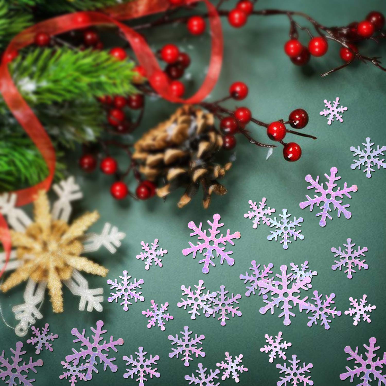 Confetti A Fiocco Di Neve Per Decorazioni Natalizie - 1200 Pezzi In Argento E Oro, 2 Misure
