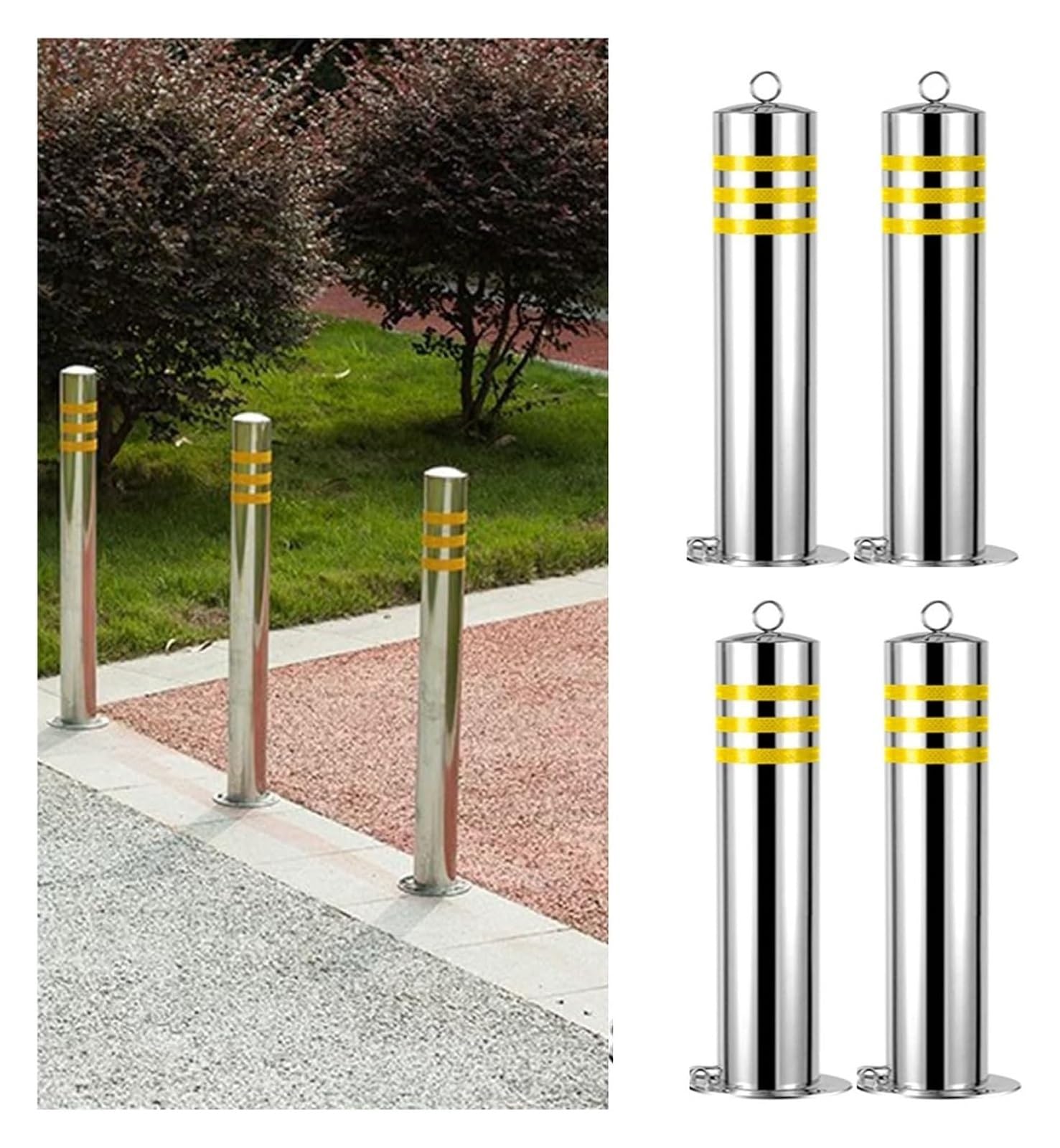 GTHTUHFD Traffic Delineator Posts With Reflective Tape - Durable Road Safety Cones For Parking Lots, Garages, And Street Use - Enhance Visibility And Safety,4pack-75cm/29.5in