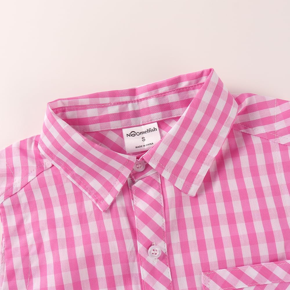 Noomelfish Girls Sleeveless Button Down Shirt Tie Knot Blouse Western Cowgirl Outfit (5-12 Years) - Image 4