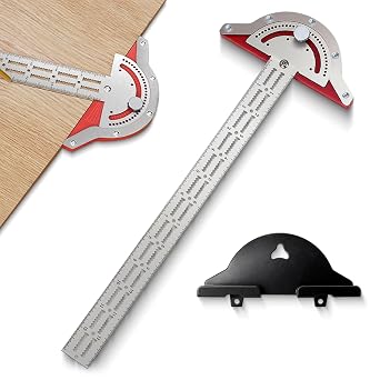 Woodworking Scriber Marking Line Ruler, Adjustable Stainless Steel Sliding T-Square Ruler with Angle Adjustment, Woodworking Ruler for Precision Line Drawing | Carpenter, Engineer & DIY Measuring Tool
