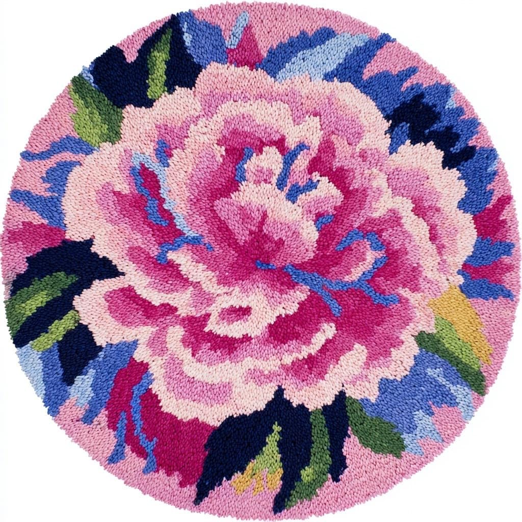 AMBATTERY Latch Hook Rug Kit Latch Hook Kits for Adults,Peony Flowers