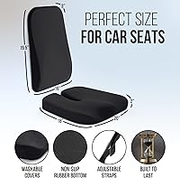 Vista 6 de Elmara Cojines de asiento de automóvil diseñados por médicos para conducir, soporte de respaldo de asiento de automóvil, cojín de asiento