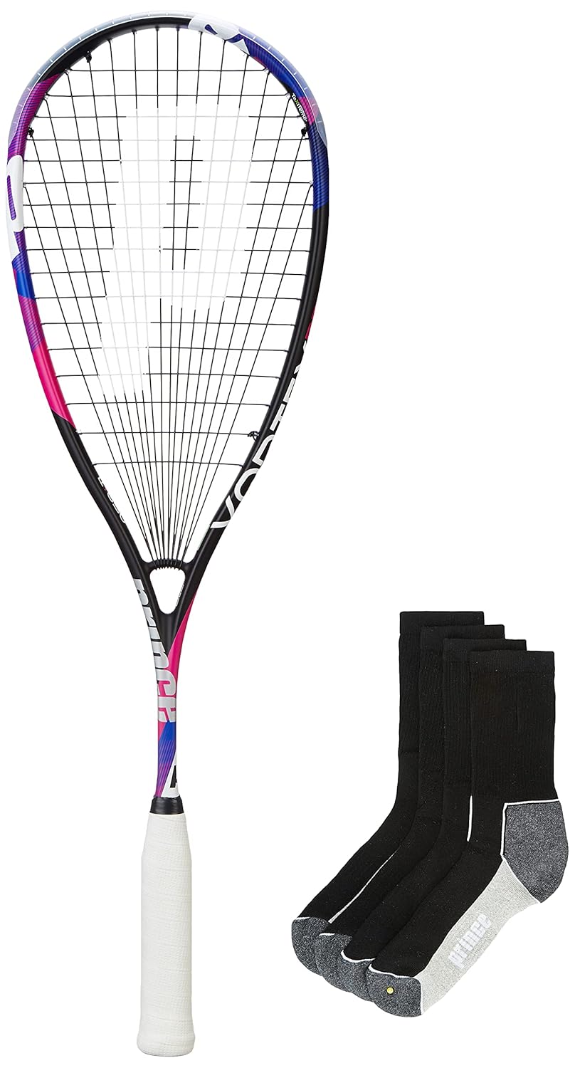 Prince Vortex Pro 650 squash racket with Prince Pro Player Socks