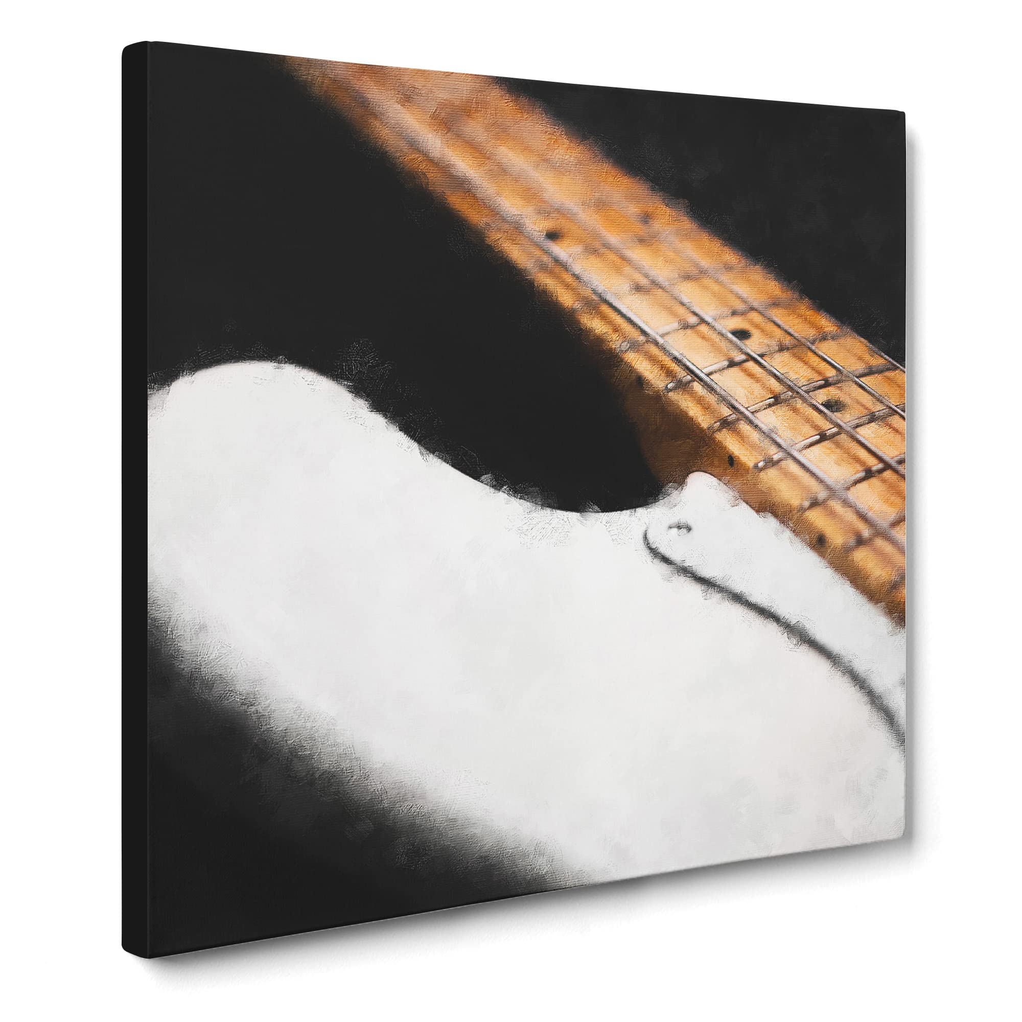 Strings of a White Bass Guitar Canvas Print, Mixed, 35L x 35W cm