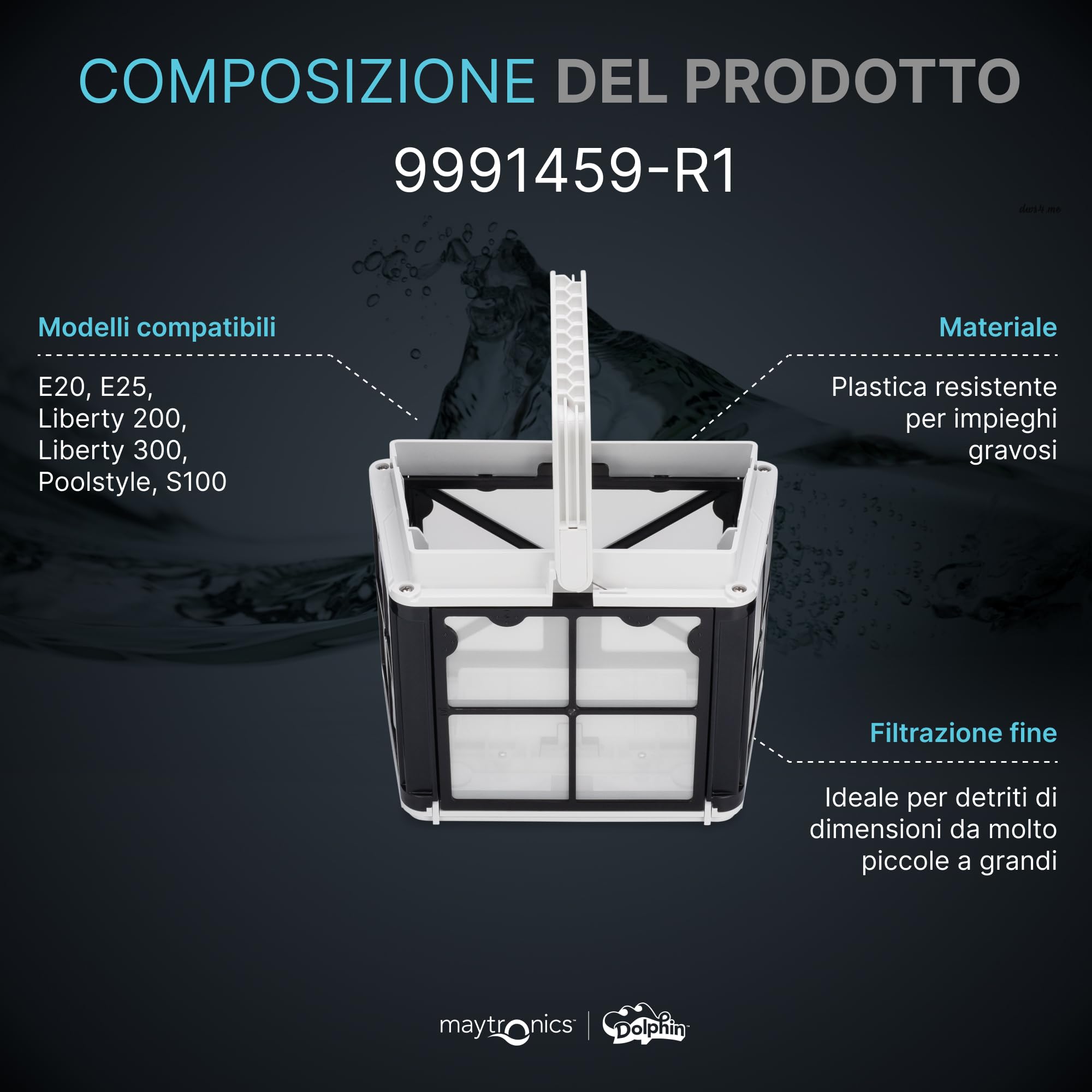 Dolphin Ricambio Originale Cestello Filtro fine - Codice 9991459-R1