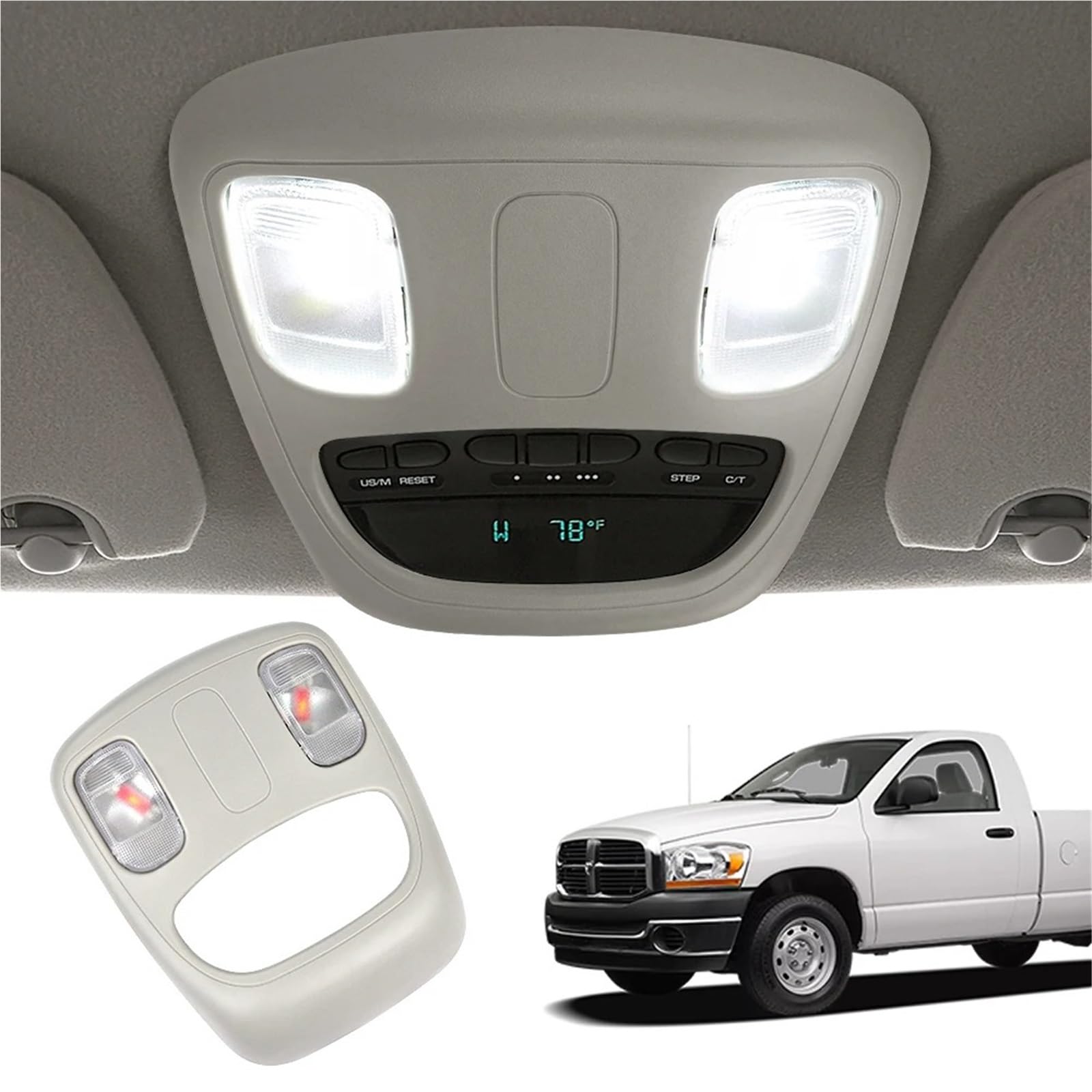 Luz Lectura Interior Coche Para Dodge Para Ram 1500 Truck 2500 3500 4500 5500 Consola Superior Domo Luz Lectura Mapas OEM 1DK78BD1AA 1DK78TL2AA 56045573AB
