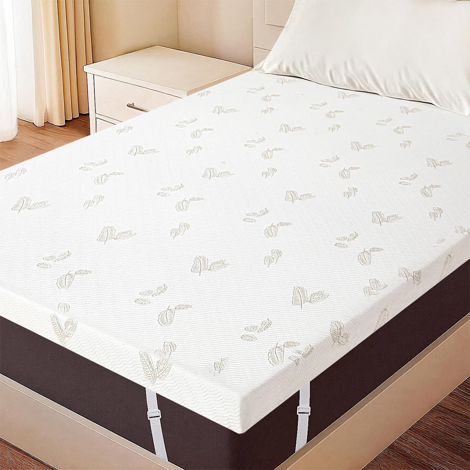 Lavio White 7Cm Memory Foam Mattress Topper, Corner-Tuck Design & Triple Anti-Slip System, Breathable 250G Air Layer Cover With Zipper, Machine Washable, 190X135x7cm
