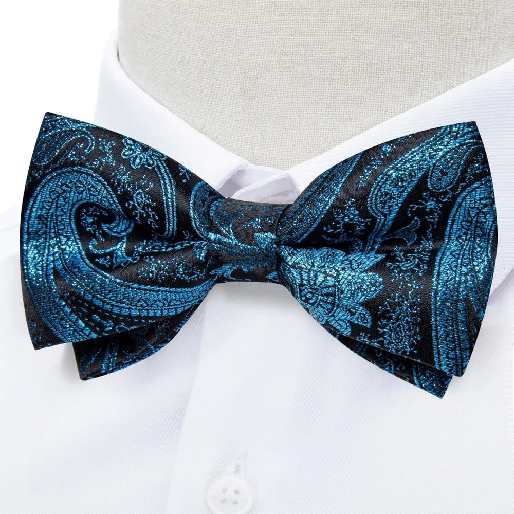 Men's Bow Ties Men Cravats Bowtie Handkerchief Cufflinks Set for Shirt Accessories Paisley Knots Wedding Party