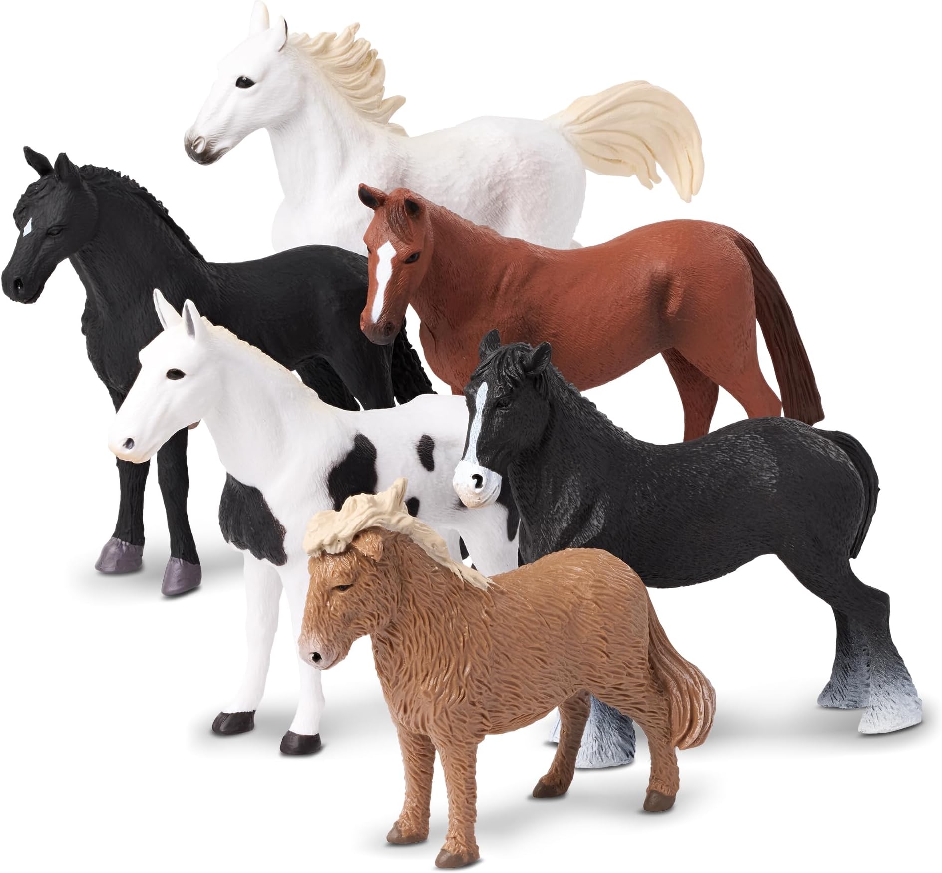TERRA by Battat – 6pcs Realistic Horse Figurines Set – Durable Plastic Farm Animal Toys for Kids – Collectible Horses for Playtime, Party Favors, Cake Toppers – Gift for Toddlers Ages 3+