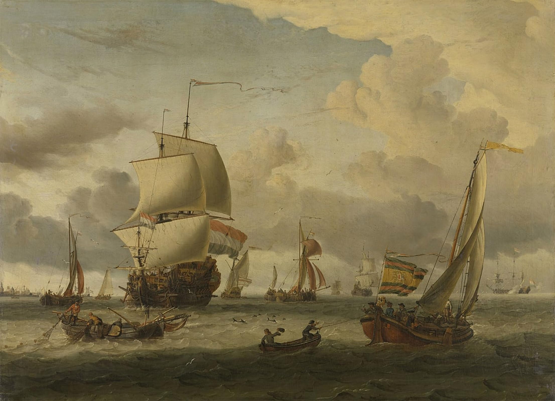 POSTERIIk Famous Modern Artwork Art Mural the Roadstead of Enkhuizen by Abraham Storck Oil Paintings Pictures for Home Decor 60x90cm