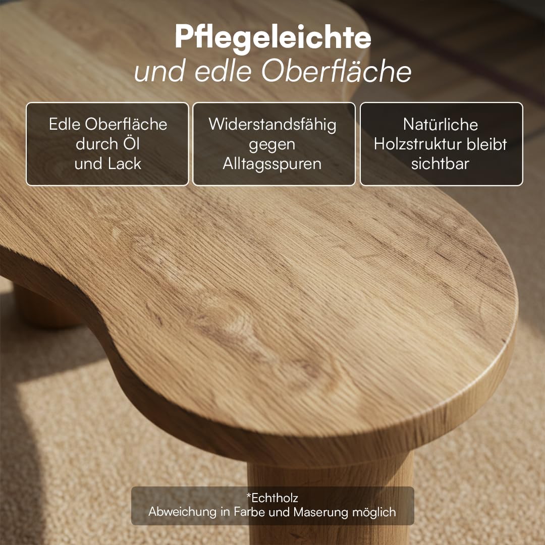 skølm Mani Couchtisch organische Form, Eichenoptik, Eiche, geölt & lackiert