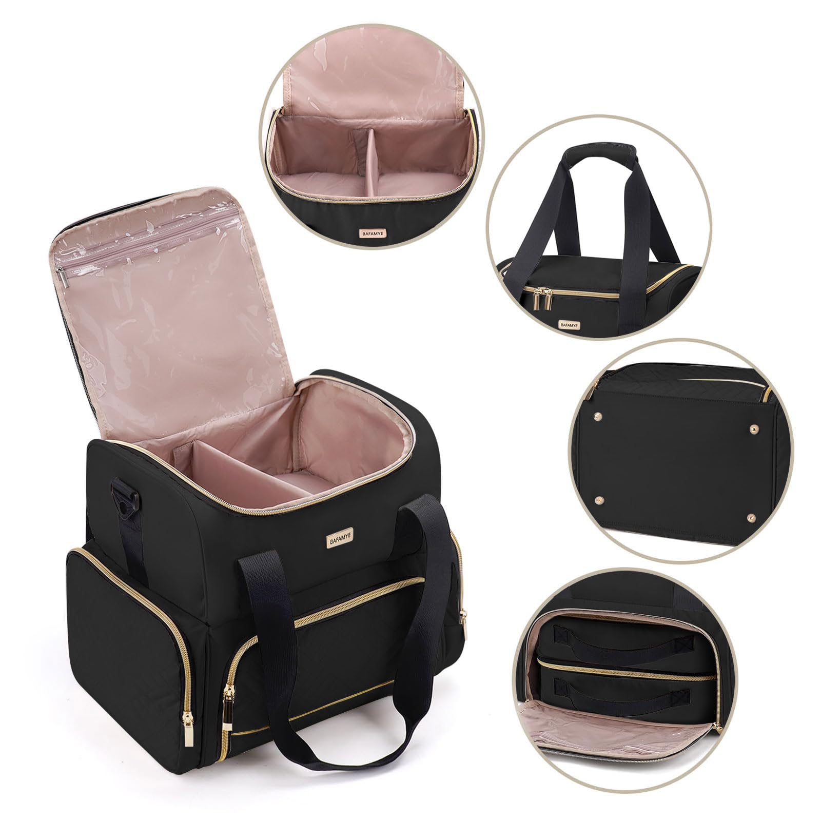 BAFAMYE Grande trousse per trucchi, nero