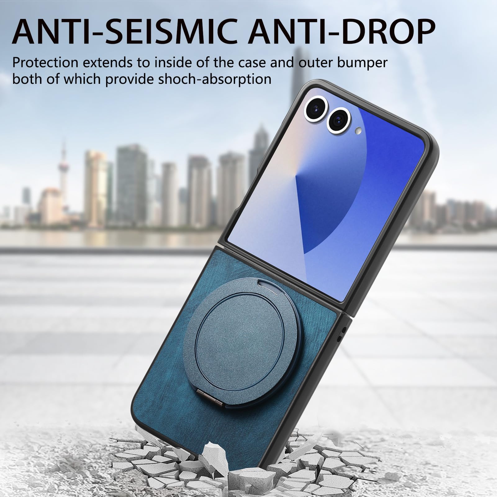 Magnetica Custodia per Samsung Galaxy Z Flip 8, Rotabile Anello Supporto