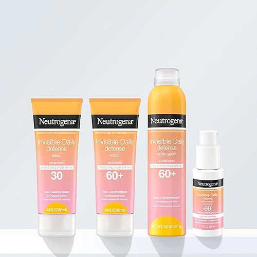 Miniatura 8 de Neutrogena Invisible Daily Defense - Loción de protección solar SPF 60+ de amplio espectro, sin oxibenzona y resistente al agua, protege contra