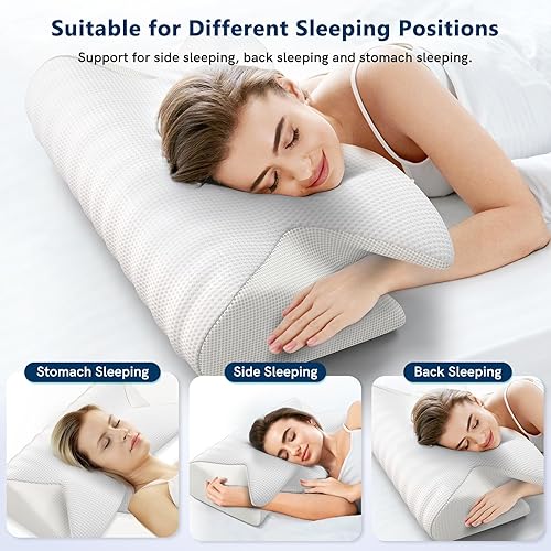 Miniatura 3 de Vuteehy Almohada cervical para el cuello para aliviar el dolor, almohada ergonómica ajustable de espuma viscoelástica para dolor de cuello y