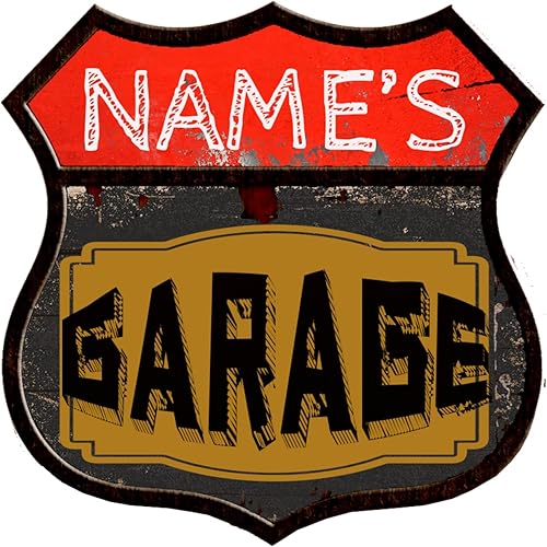 Letreros de metal personalizados con escudo retro personalizado, decoración de pared, diseño de texto para garaje, regalo creativo, plato de 12 x 12 disponible en Yaxa Costa Rica