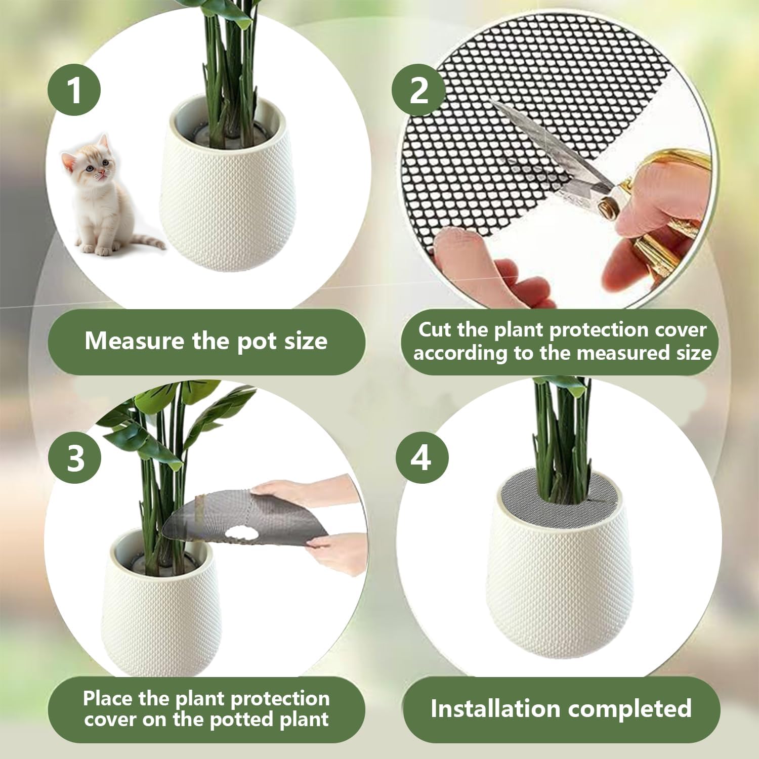 4 Pcs Plant Pot Grids-Cuttable Plant Pot Soil Covers Protectors from Animals-Indoor Plant Pot Soil Guard for Outdoor Garden Plant Protection (15.7in-4pcs) image 3