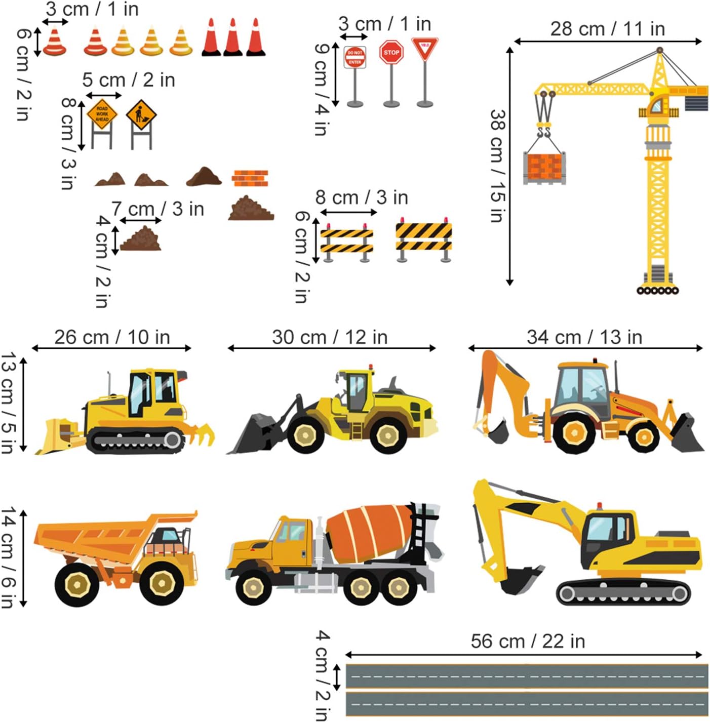 decalmile Construction Vehicles Wall Decals Trucks Tractor Cars Wall Stickers Baby Boys Bedroom Kids Playroom Wall Decor