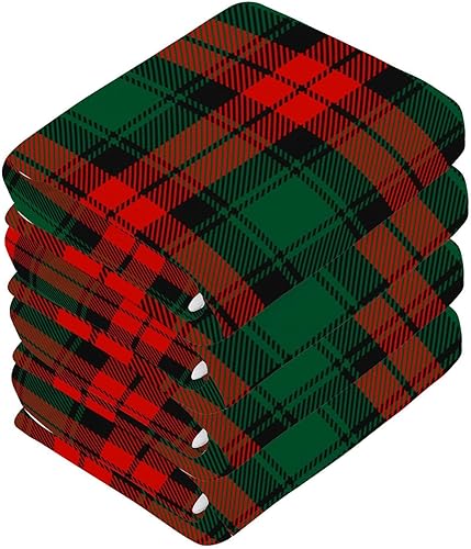 Miniatura 2 de ALAZA Juego de toallas de algodón a cuadros rojos y verdes de Navidad, suaves y absorbentes, de secado rápido, toallas multiusos para baño, hotel,