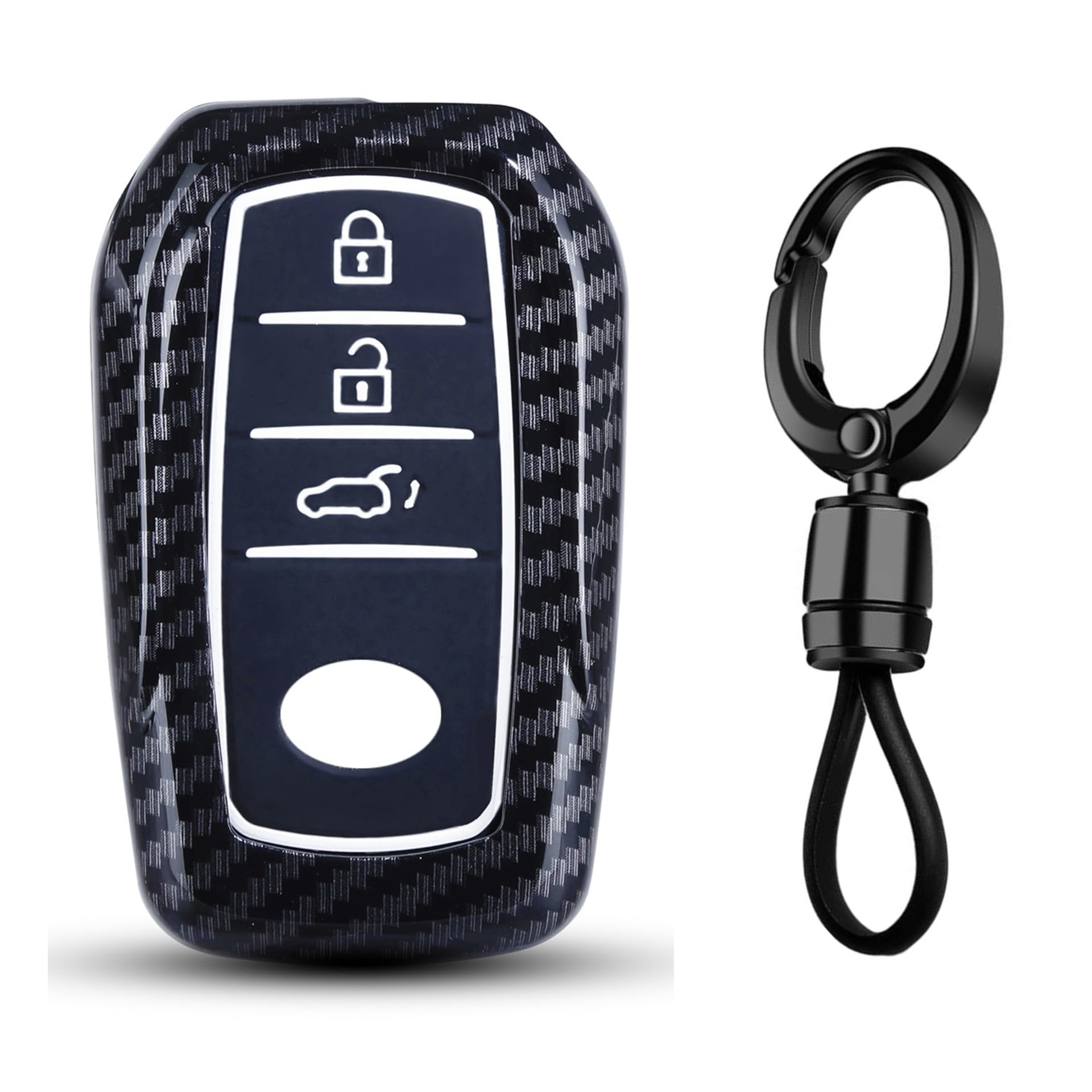 JVCV® Hard Case Key Cover Compatible with Toyota Fortuner, Hilux, Innova Crysta, Fortuner Legender, Innova HyCross, Land Cruiser 2B/3B Smart Key - Stylish Durable Protection (with Keychain - Style A)