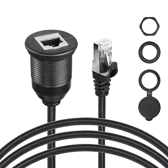 SinLoon RJ45 Panel Flush Mount Cable 3FT RJ45 Male to Female Car Flush Mount Cat6A Cable for Car Truck Boat Motorcycle Dashboard Computer etc
