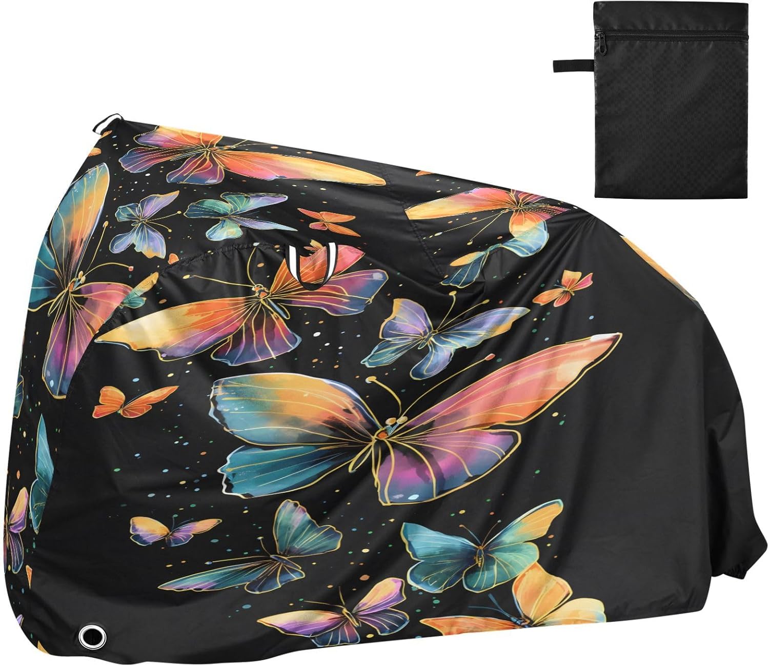 ALAZA Rainbow Butterfly Bike Cover Waterproof Outdoor Ebike Bicycle Covers Tarp Protection for 1/2 Bikes, Sun UV Dust Wind Proof